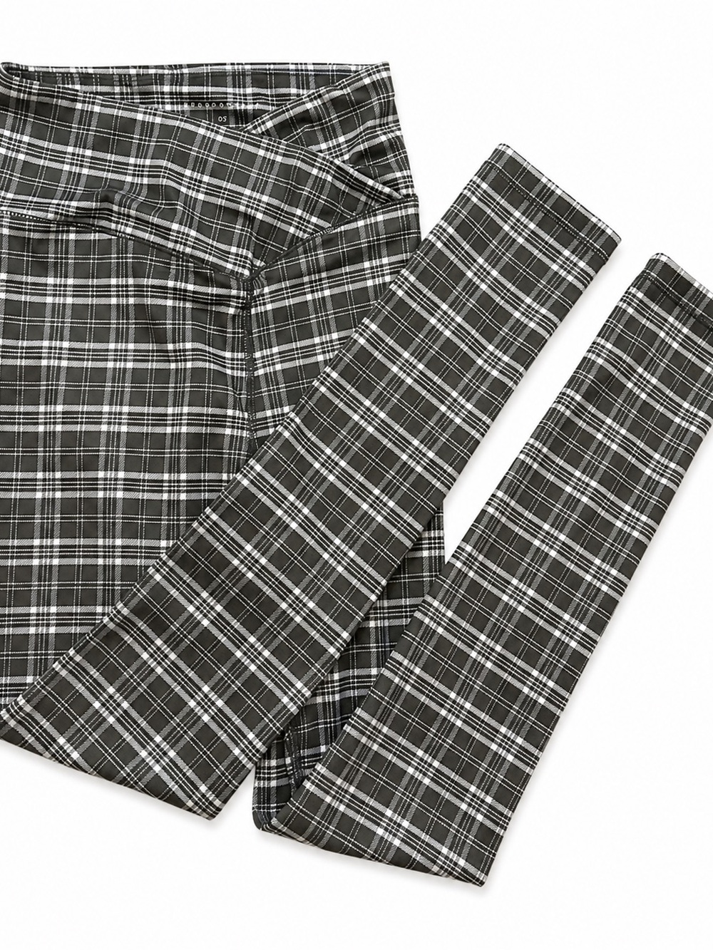 Aeropostale Plaid High Rise Leggings XS Black White Checkered Crossover Waist